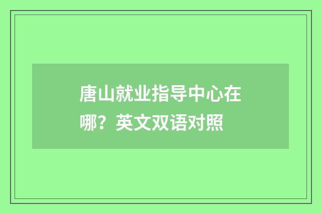 唐山就业指导中心在哪?英文双语对照