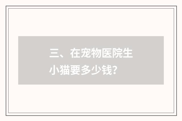 三、在宠物医院生小猫要多少钱？