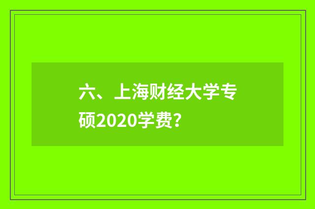 六、上海财经大学专硕2020学费？