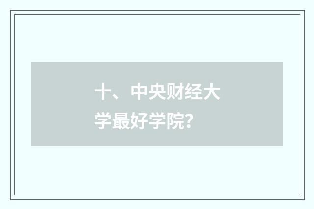 十、中央财经大学最好学院?