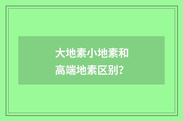 大地素小地素和高端地素区别?
