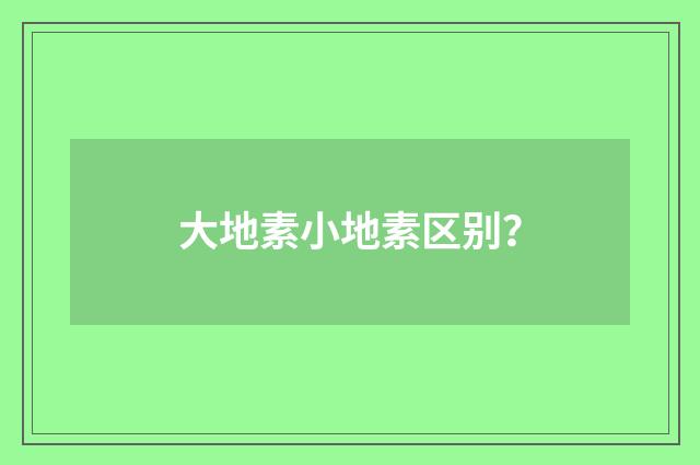 大地素小地素区别？