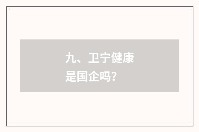 九、卫宁健康是国企吗?
