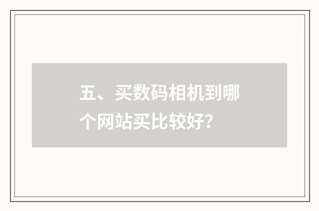 五、买数码相机到哪个网站买比较好?