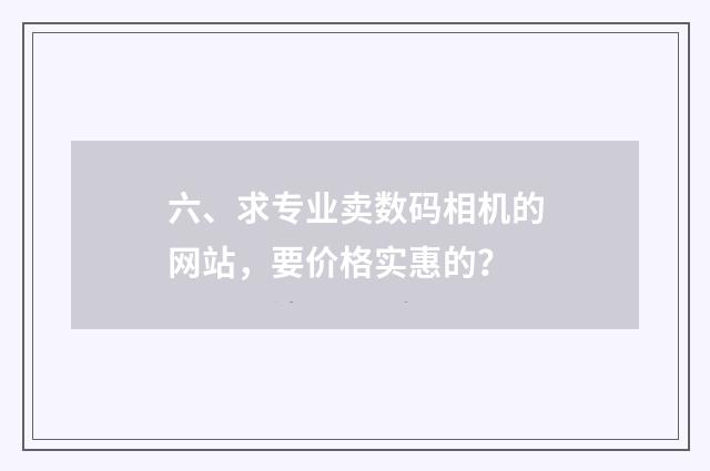 六、求专业卖数码相机的网站,要价格实惠的?