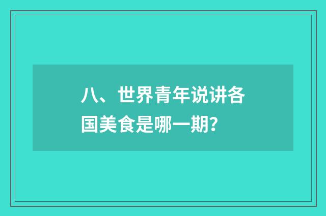 八、世界青年说讲各国美食是哪一期？
