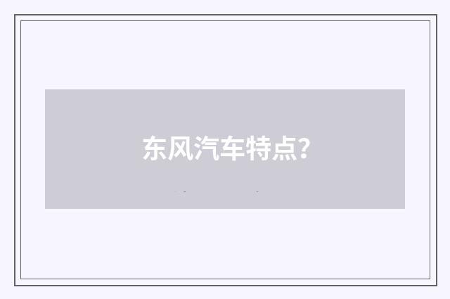 东风汽车特点?