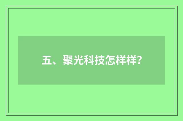 五、聚光科技怎样样?