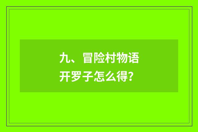 九、冒险村物语开罗子怎么得？