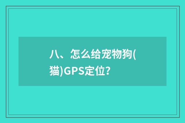 八、怎么给宠物狗(猫)GPS定位?