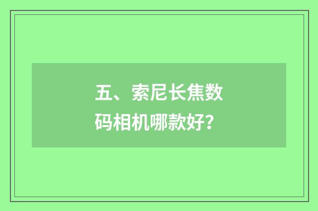 五、索尼长焦数码相机哪款好？