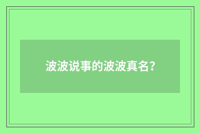 波波说事的波波真名？