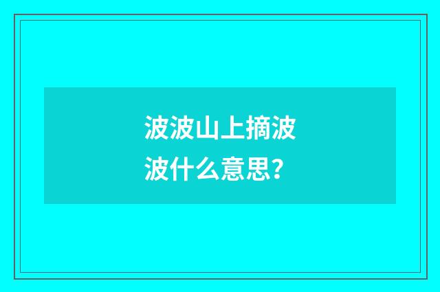 波波山上摘波波什么意思？