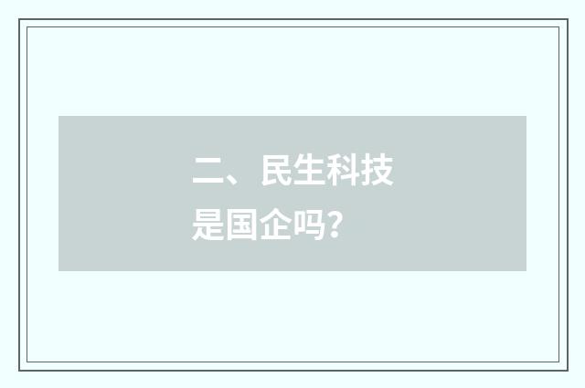 二、民生科技是国企吗?