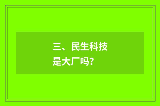 三、民生科技是大厂吗?