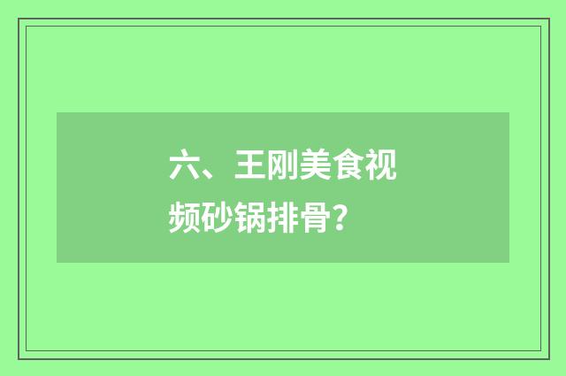 六、王刚美食视频砂锅排骨?