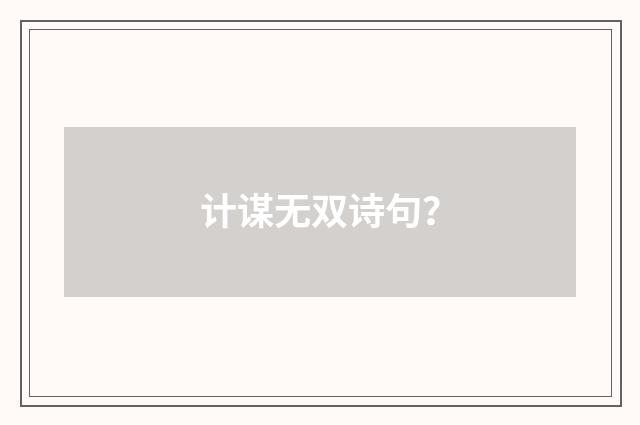 计谋无双诗句？