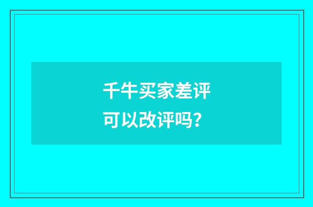 千牛买家差评可以改评吗?