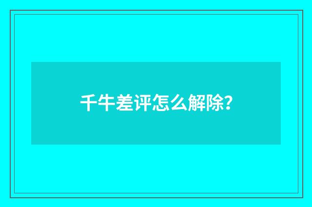 千牛差评怎么解除？