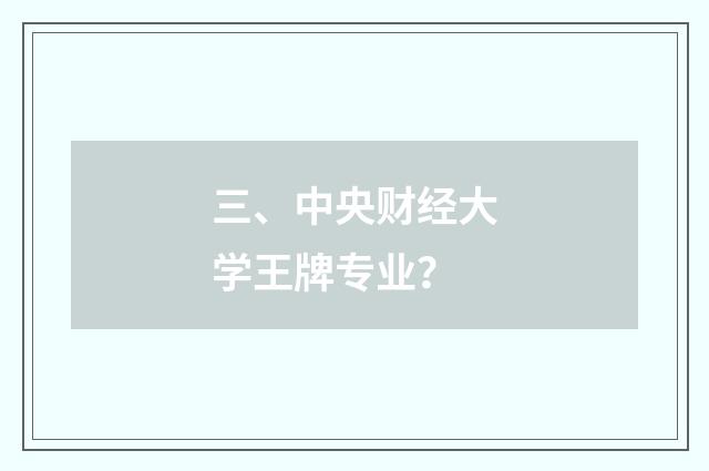 三、中央财经大学王牌专业?