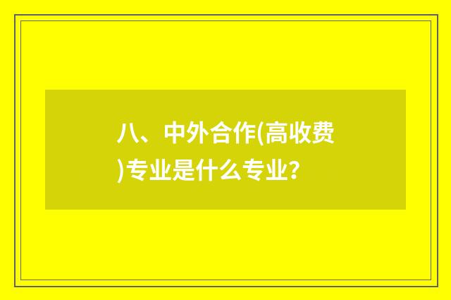 八、中外合作(高收费)专业是什么专业?