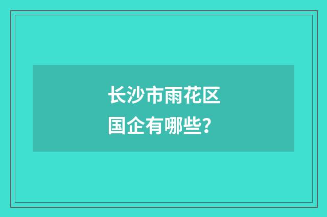 长沙市雨花区国企有哪些？