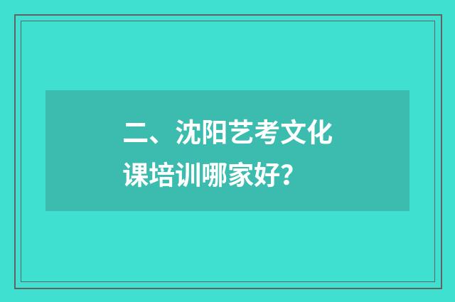 二、沈阳艺考文化课培训哪家好?