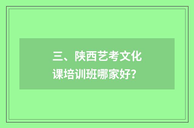 三、陕西艺考文化课培训班哪家好?