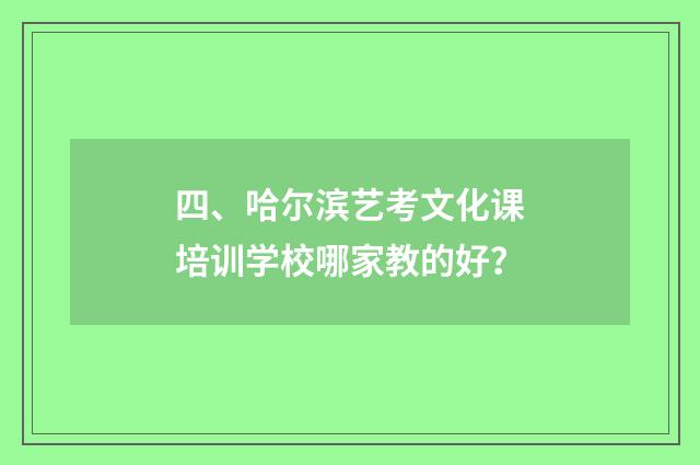 四、哈尔滨艺考文化课培训学校哪家教的好?