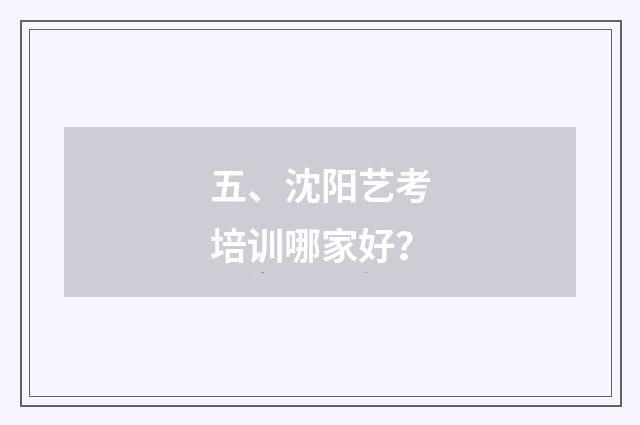 五、沈阳艺考培训哪家好?