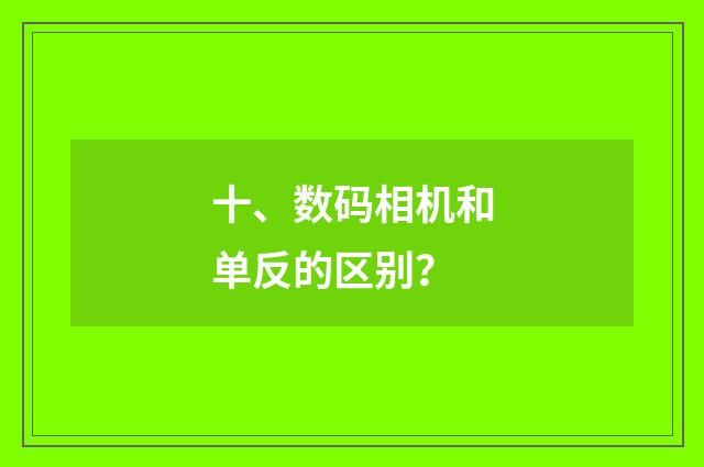 十、数码相机和单反的区别?