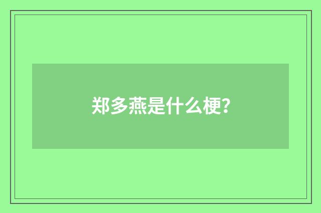郑多燕是什么梗?