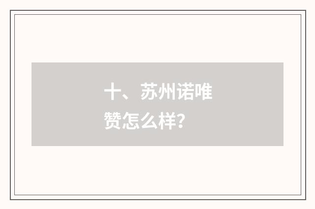 十、苏州诺唯赞怎么样？
