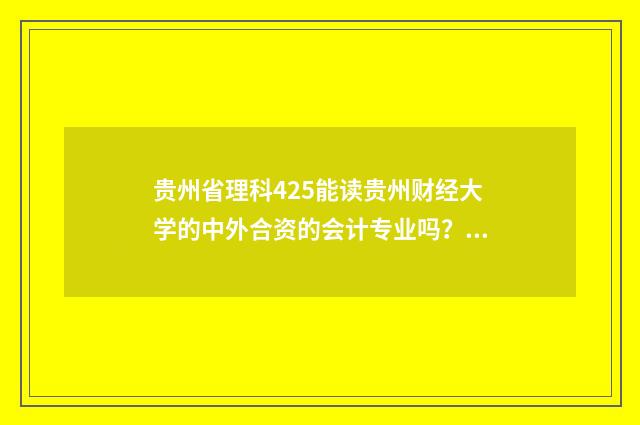 贵州省理科425能读贵州财经大学的中外合资的会计专业吗?英文双语对照