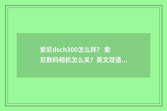 索尼dsch300怎么样? 索尼数码相机怎么关?英文双语对照