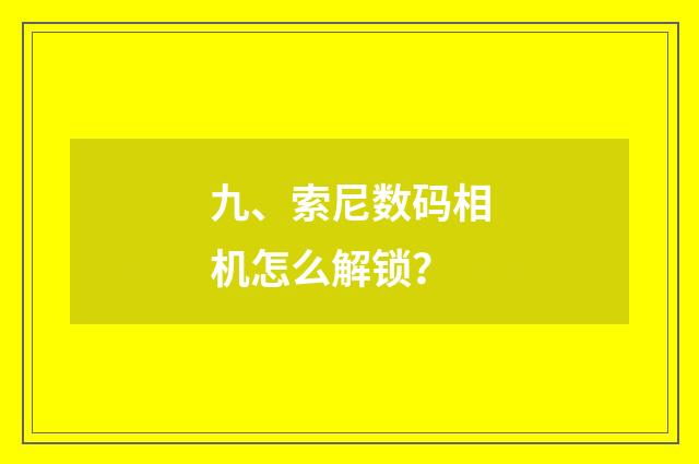 九、索尼数码相机怎么解锁？