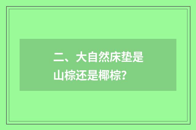 二、大自然床垫是山棕还是椰棕？