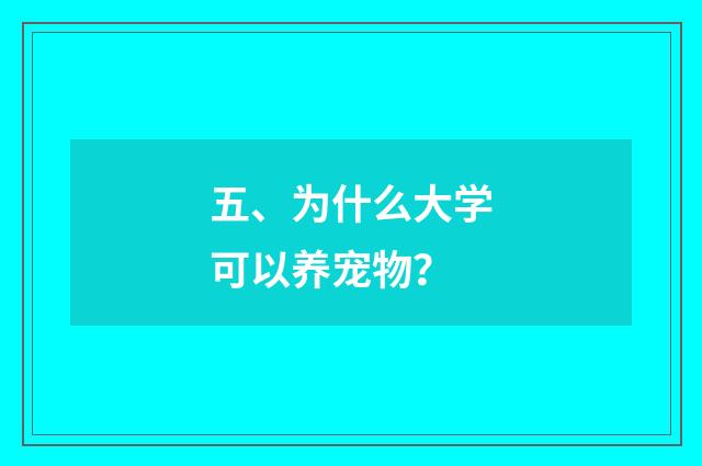 五、为什么大学可以养宠物?