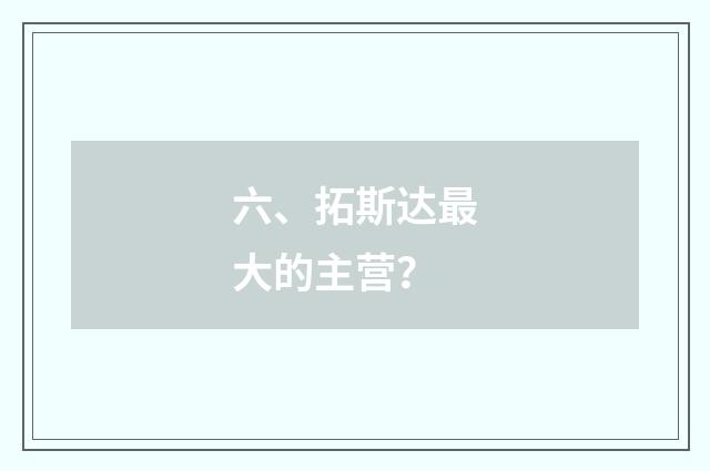 六、拓斯达最大的主营？