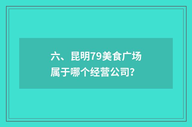 六、昆明79美食广场属于哪个经营公司?