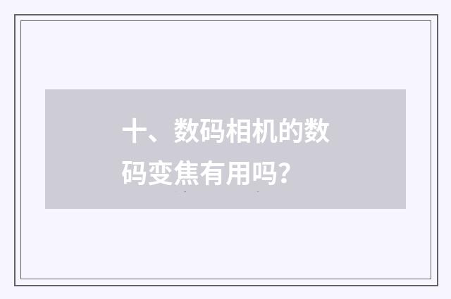 十、数码相机的数码变焦有用吗？