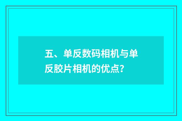 五、单反数码相机与单反胶片相机的优点？