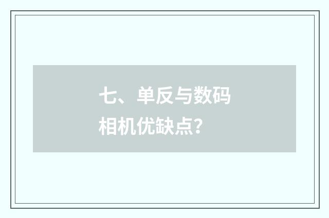 七、单反与数码相机优缺点?