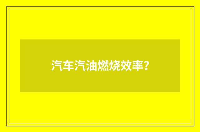 汽车汽油燃烧效率？