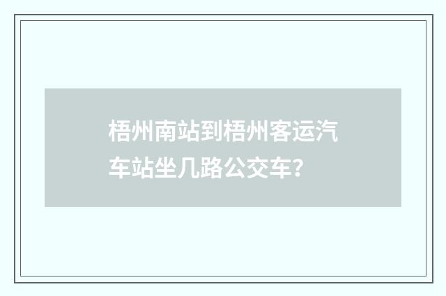 梧州南站到梧州客运汽车站坐几路公交车?