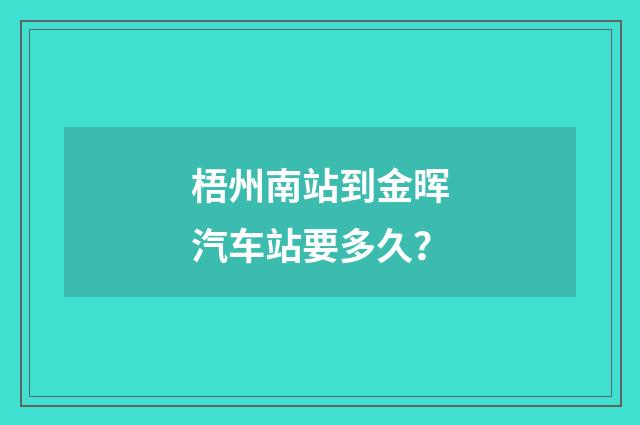 梧州南站到金晖汽车站要多久?