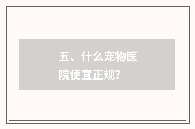 五、什么宠物医院便宜正规?