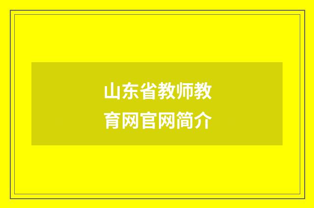 山东省教师教育网官网简介