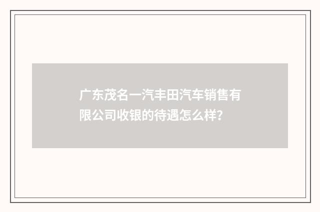 广东茂名一汽丰田汽车销售有限公司收银的待遇怎么样?