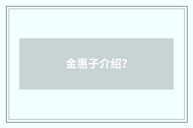 金惠子介绍？
